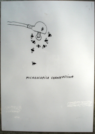 Collezione 1995 - 1999, Gabriele Picco
Microscopica carneficina, 1998
biro nera su carta, plastificata
21 × 30 cm