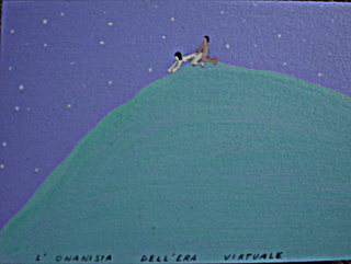 Collezione 1995 - 1999, Gabriele Picco
L’onanista dell’era virtuale, 1998
acrilico su carta su alluminio
12 × 16,5 cm