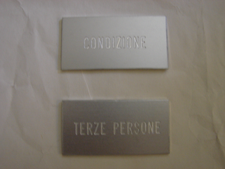 Collezione 1993 - 1995, Eva Marisaldi
Condizione terze persone, 1995
incisione su alluminio