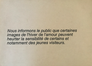 Edizioni, Maurizio Cattelan
Didascalia della mostra Hiver de l’amour, Parigi, 1994