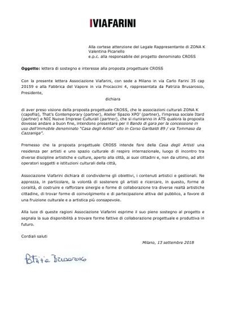 Lettera di supporto